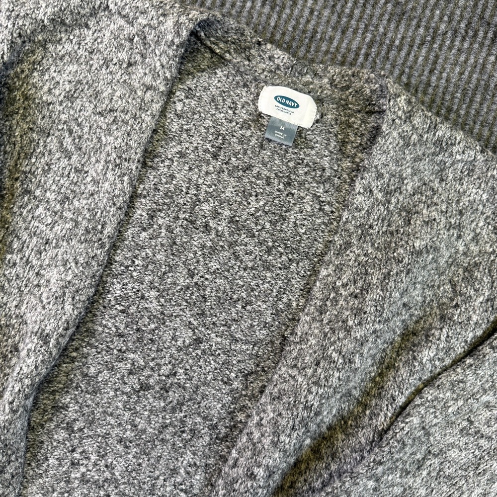 Old Navy Knit Cardigan Sweater Gray Open Pockets S Boucle Long Sleeve